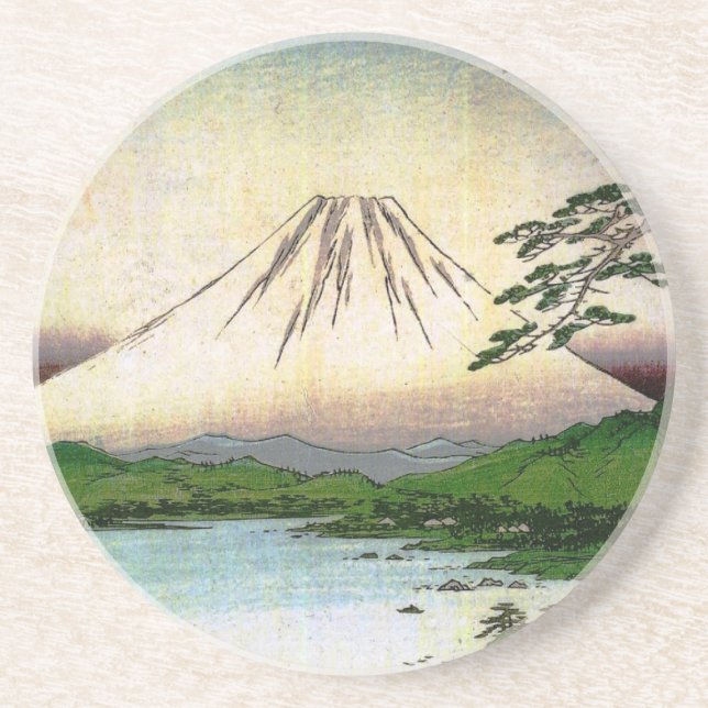 Porta-copos De Arenito Monte Fuji bonito em Japão, cerca dos 1800s (Frente)