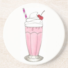 Porta-copos De Arenito Morango Rosa Agita Sorvete Milkshake Foodie