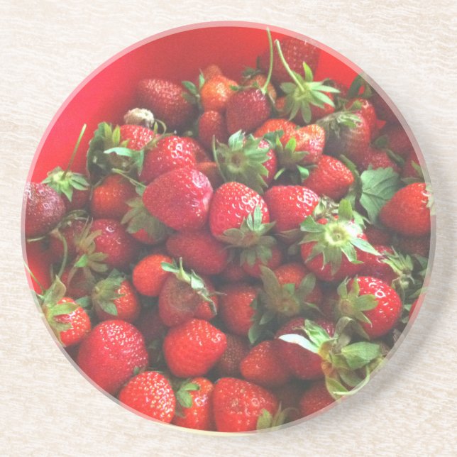 Porta-copos De Arenito Morangos (Frente)