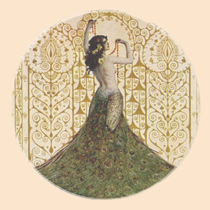 Porta-copos De Arenito Mulher numa saia peacock