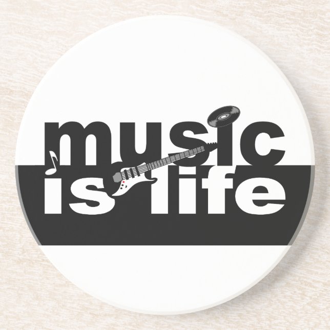 Porta-copos De Arenito Music is life coaster - customize! (Frente)