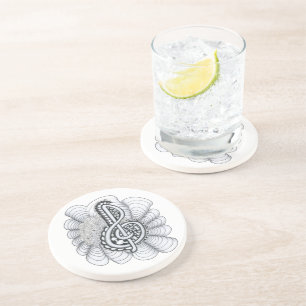 Porta-copos De Arenito Music Lovers Treble Clef Design