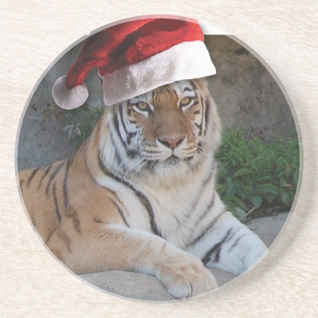Porta-copos De Arenito Natal Bengal Tiger (Frente)