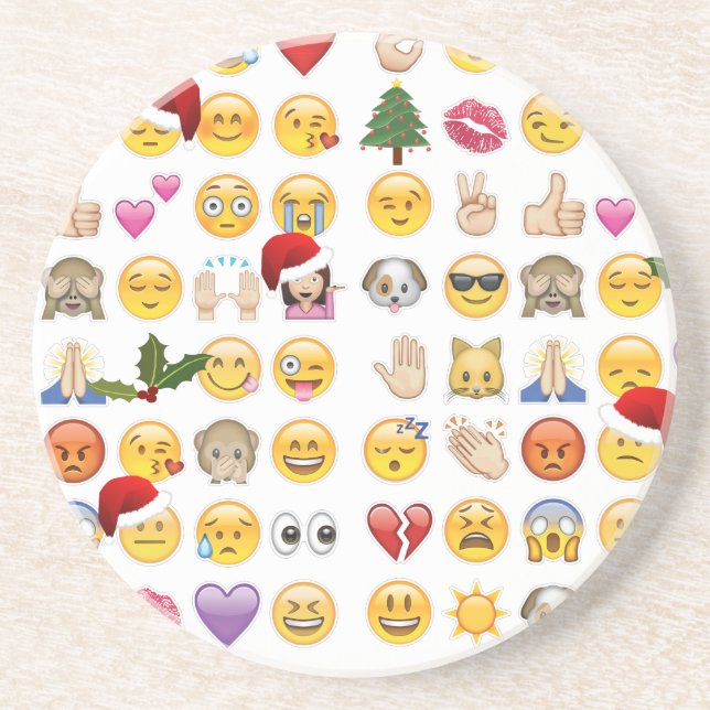 Porta-copos De Arenito natal emojis (Frente)