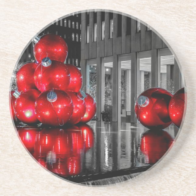 Porta-copos De Arenito Natal na foto da Nova Iorque (Frente)