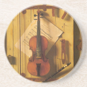 Porta-copos De Arenito Natureza-morta com violino e partitura de William 