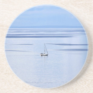 Porta-copos De Arenito Navio à vela no mar, Náutico, céu de água azul