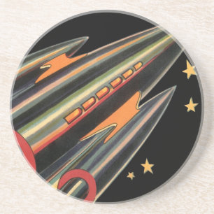 Porta-copos De Arenito Navio de Rocket da ficção científica do vintage