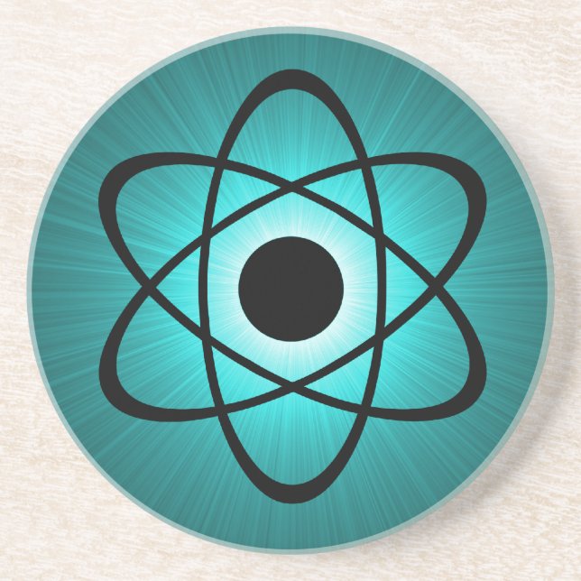 Porta-copos De Arenito Nerdy Atomic Porta copos, Teal (Frente)