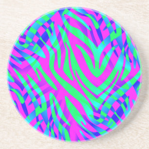 Porta-copos De Arenito No lado selvagem, impressão Abstrato Zebra colori