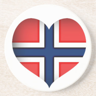 Porta-copos De Arenito Norway Flag Heart