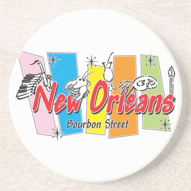 Porta-copos De Arenito Nova Orleans Retro Look (Frente)