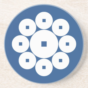 Porta-copos De Arenito Nove moedas para a família Hasebe