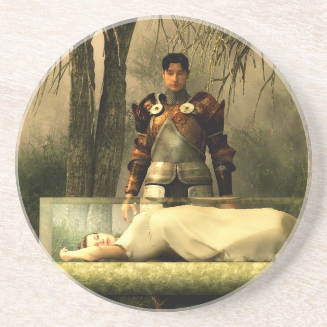 Porta-copos De Arenito O caixão de vidro do branco da neve (Frente)