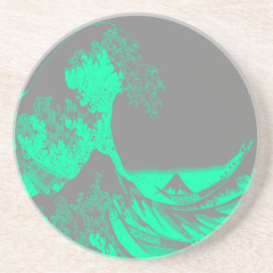 Porta-copos De Arenito O Excelente Wave Seafoam Green & Cinzas