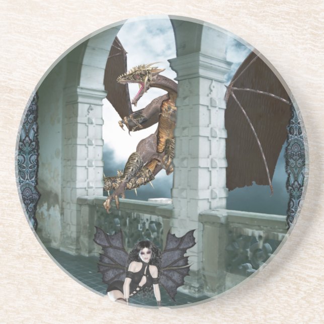 Porta-copos De Arenito O Lair do Dragão (Frente)
