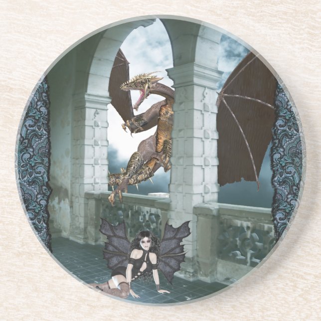 Porta-copos De Arenito O Lair do Dragão (Frente)