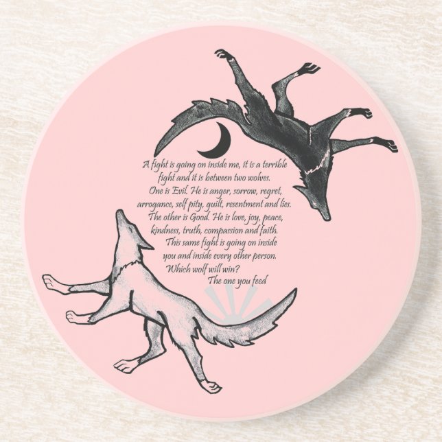 Porta-copos De Arenito O Lobo que Alimenta (Frente)