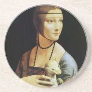Porta-copos De Arenito o retrato de da Vinci de Cecilia Gallerani