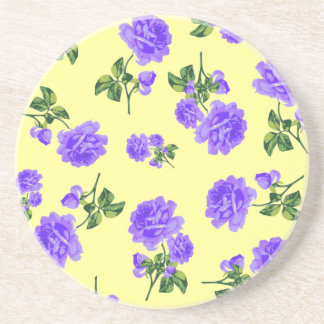 Porta-copos De Arenito O roxo inglês do jardim floresce o amarelo do