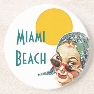 Porta-copos De Arenito Óculos de sol do vermelho do estilo do meio sécu