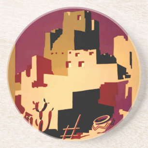 Porta-copos De Arenito Oeste do Sudoeste Pueblo WPA Nacional