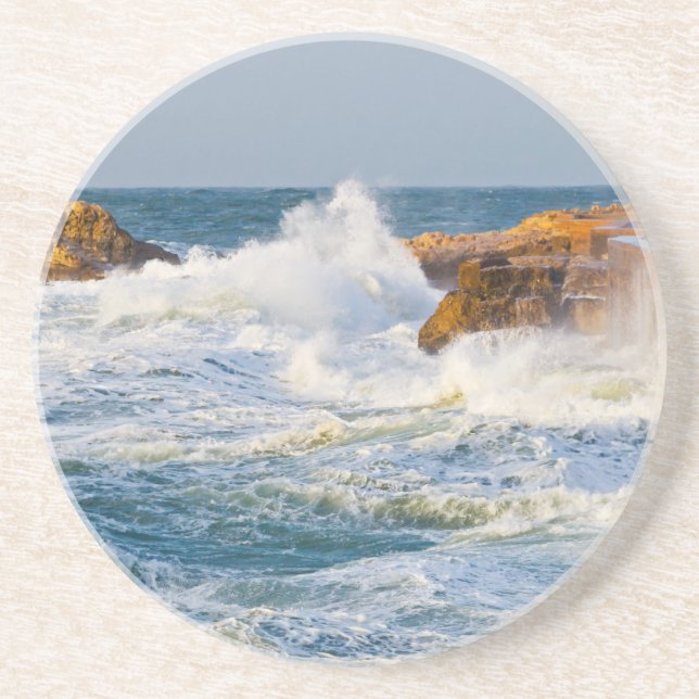 Porta-copos De Arenito Ondas do mar (Frente)