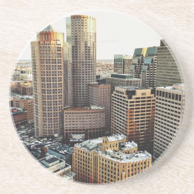 Porta-copos De Arenito Opinião de Boston (Frente)
