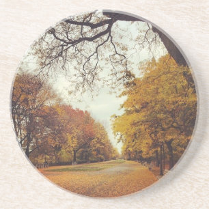 Porta-copos De Arenito Outono em Nova York sai do Riverside Park NYC
