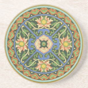 Porta-copos De Arenito Padrão Antigo Cloisonné Chinês: Jade Verde