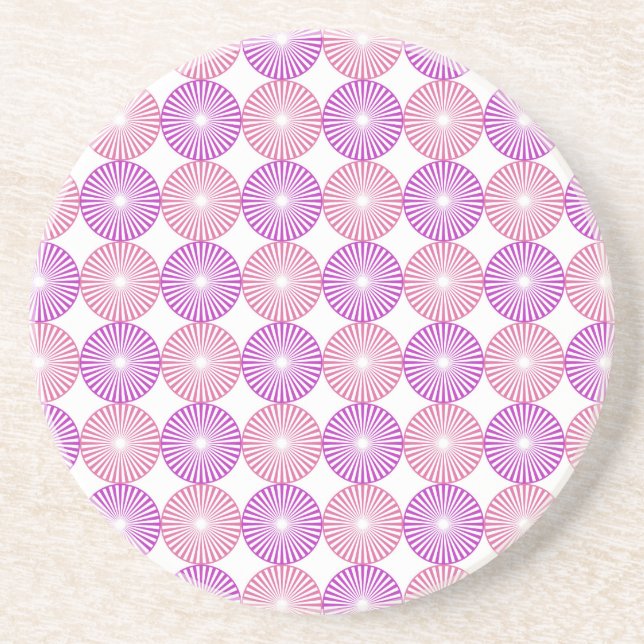 Porta-copos De Arenito Padrão de círculos rosa e roxo (Frente)