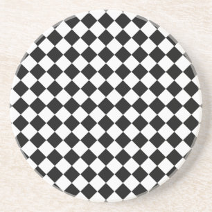Porta-copos De Arenito Padrão de Diamante Preto e Branco de Shirley Tayl