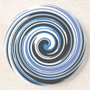 Porta-copos De Arenito Padrão de espiral preto e azul