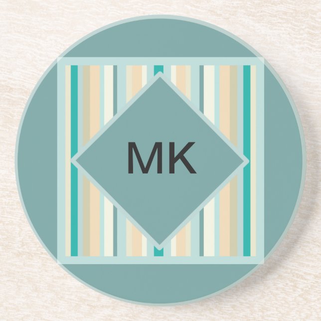 Porta-copos De Arenito Padrão de faixas de praia (Frente)