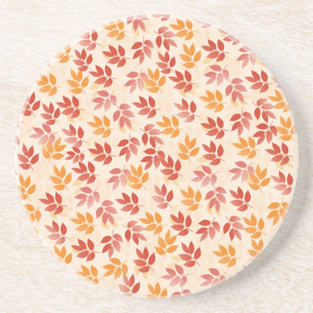 Porta-copos De Arenito Padrão de Folhas de outono (Frente)