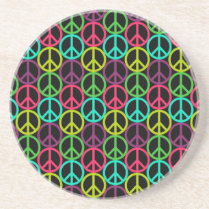 Porta-copos De Arenito Padrão de Hippie Peace Sign