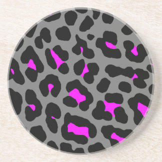 Porta-copos De Arenito Padrão de manchas de leopardo retrô dos anos 80 Co