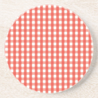 Porta-copos De Arenito Padrão de Verificação de Gingham Vermelho