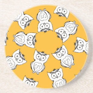 Porta-copos De Arenito Padrões de Cartoon de Coroa Amarelo-Cute Animal