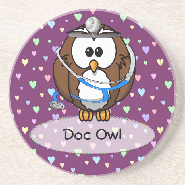 Porta-copos De Arenito pagando Doc Owl (Frente)