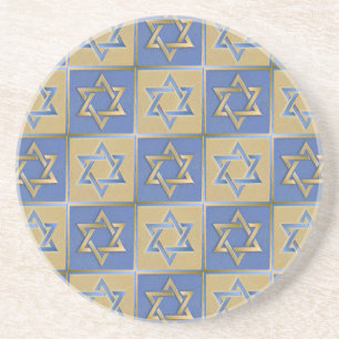 Porta-copos De Arenito Painéis de Arte Estrela de Davi Azul Dourado