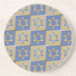 Porta-copos De Arenito Painéis de Arte Estrela de Davi Azul Dourado