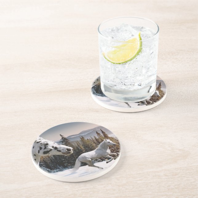 Porta-copos De Arenito País das maravilhas do inverno (Lateral)