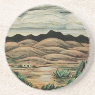 Porta-copos De Arenito Paisagem do vintage, cena do deserto por Marsden