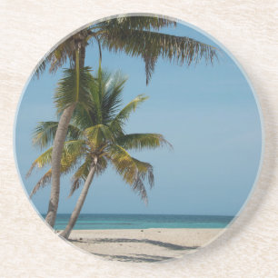 Porta-copos De Arenito Palmeira e praia de areia branca