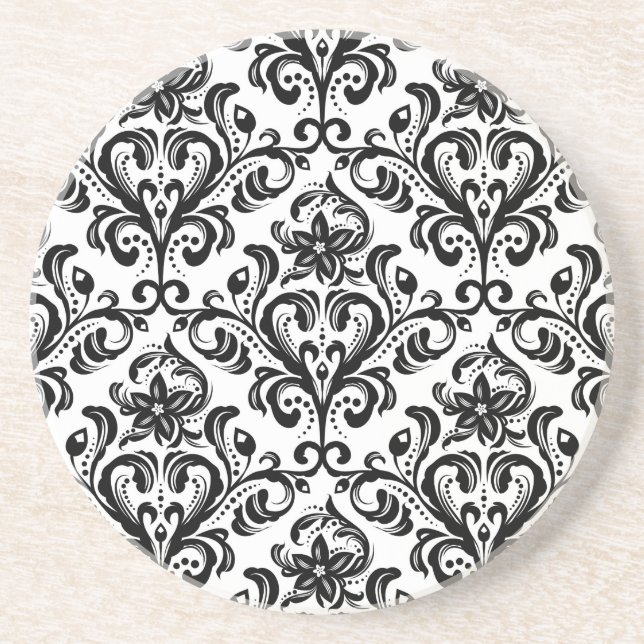 Porta-copos De Arenito Papel de parede floral do damasco (Frente)