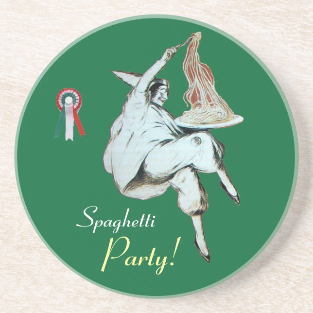 Porta-copos De Arenito PARTIDO ESPAGHETTI, ITALIANA KITCHEN, vermelho-ver (Frente)