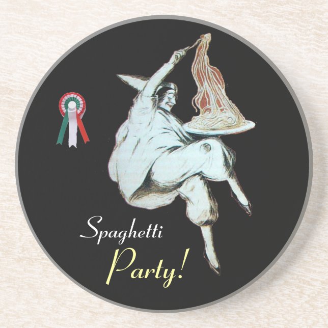 Porta-copos De Arenito PARTIDO ESPAGUETE, ITALIANA KITCHEN, vermelho pret (Frente)