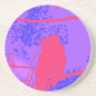 Porta-copos De Arenito Pássaro Rosa