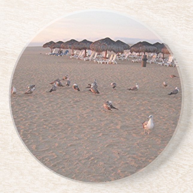 Porta-copos De Arenito Pássaros na praia em Cabo (Frente)